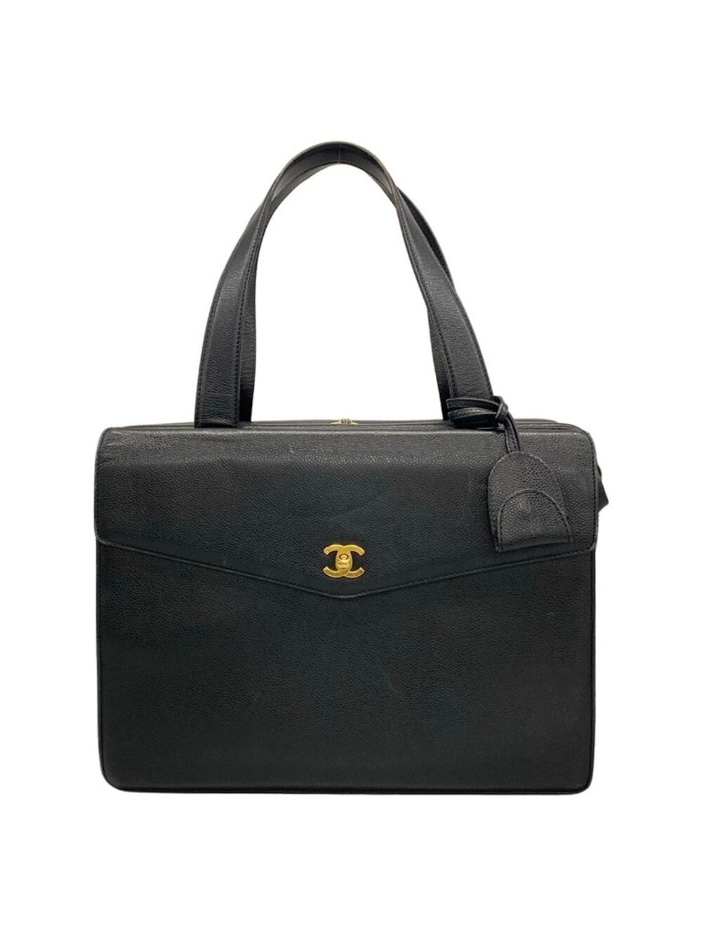 Chanel Business Bag Black Gold Flap Pocket Turnlock